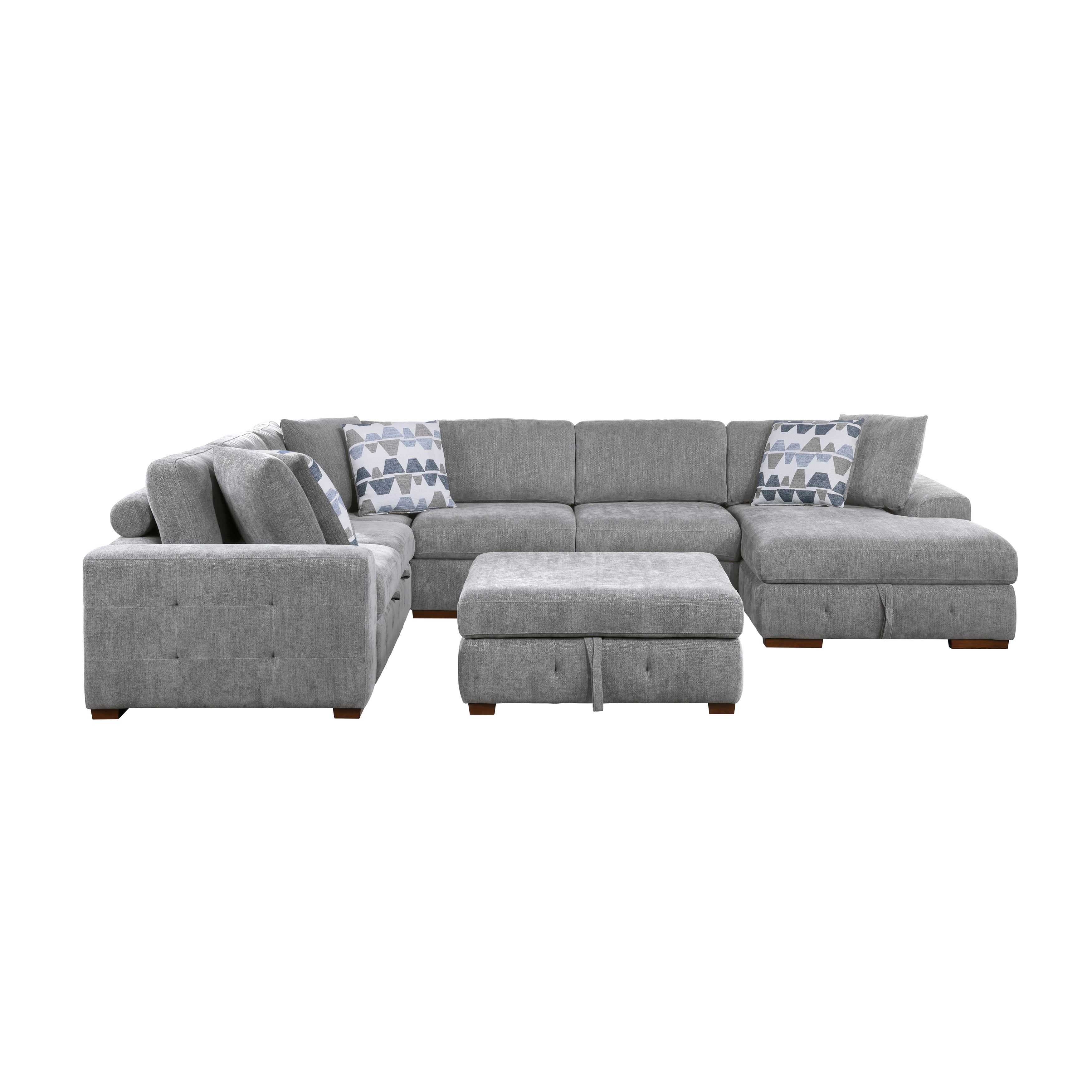 9624GY*52LRC (5)5-Piece Sectional with Right Chaise and Storage Ottoman - 9624GY*52LRC