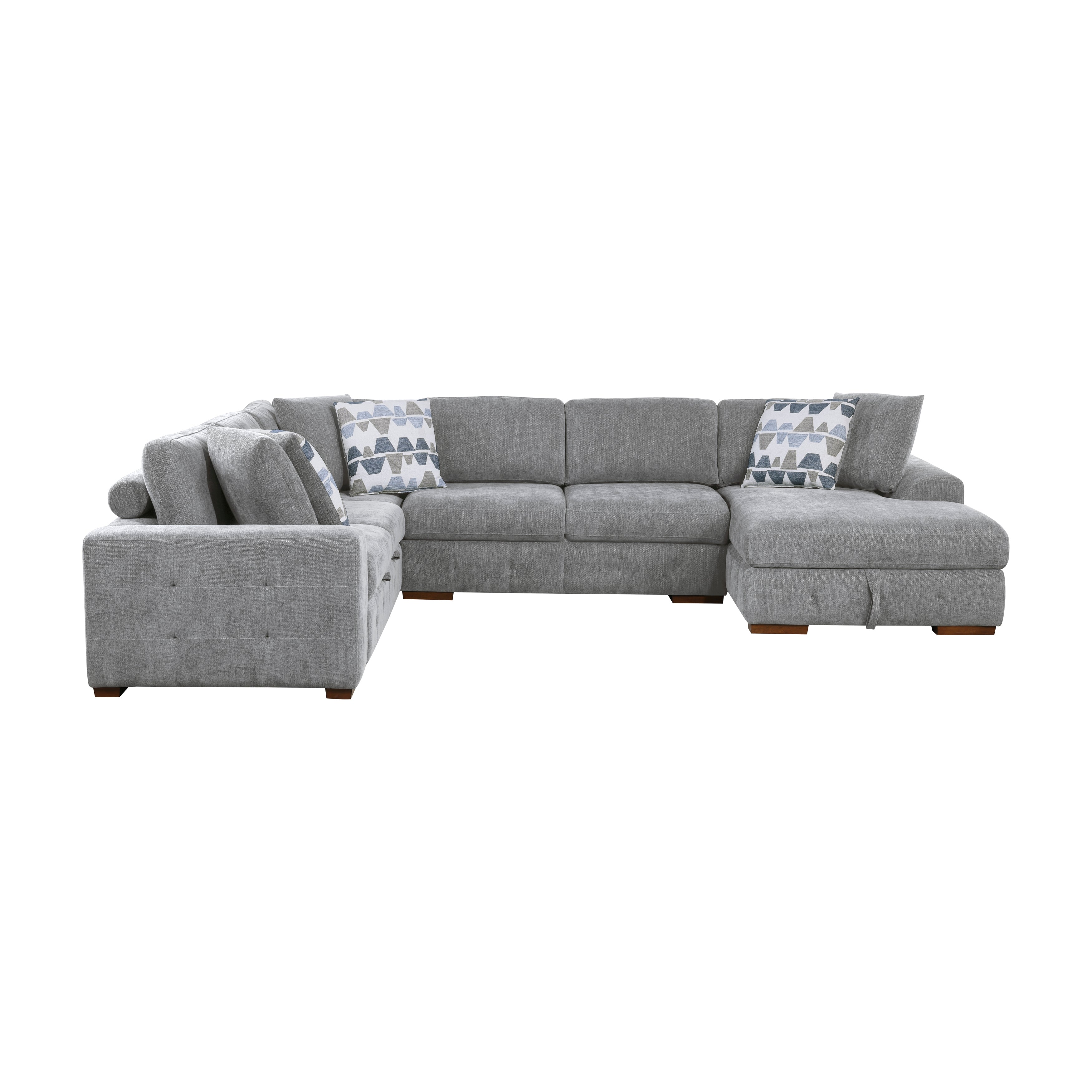 9624GY*52LRC (5)5-Piece Sectional with Right Chaise and Storage Ottoman - 9624GY*52LRC