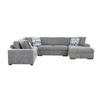 9624GY*52LRC (5)5-Piece Sectional with Right Chaise and Storage Ottoman - 9624GY*52LRC
