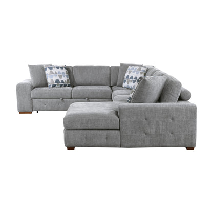 9624GY*52LRC (5)5-Piece Sectional with Right Chaise and Storage Ottoman - 9624GY*52LRC