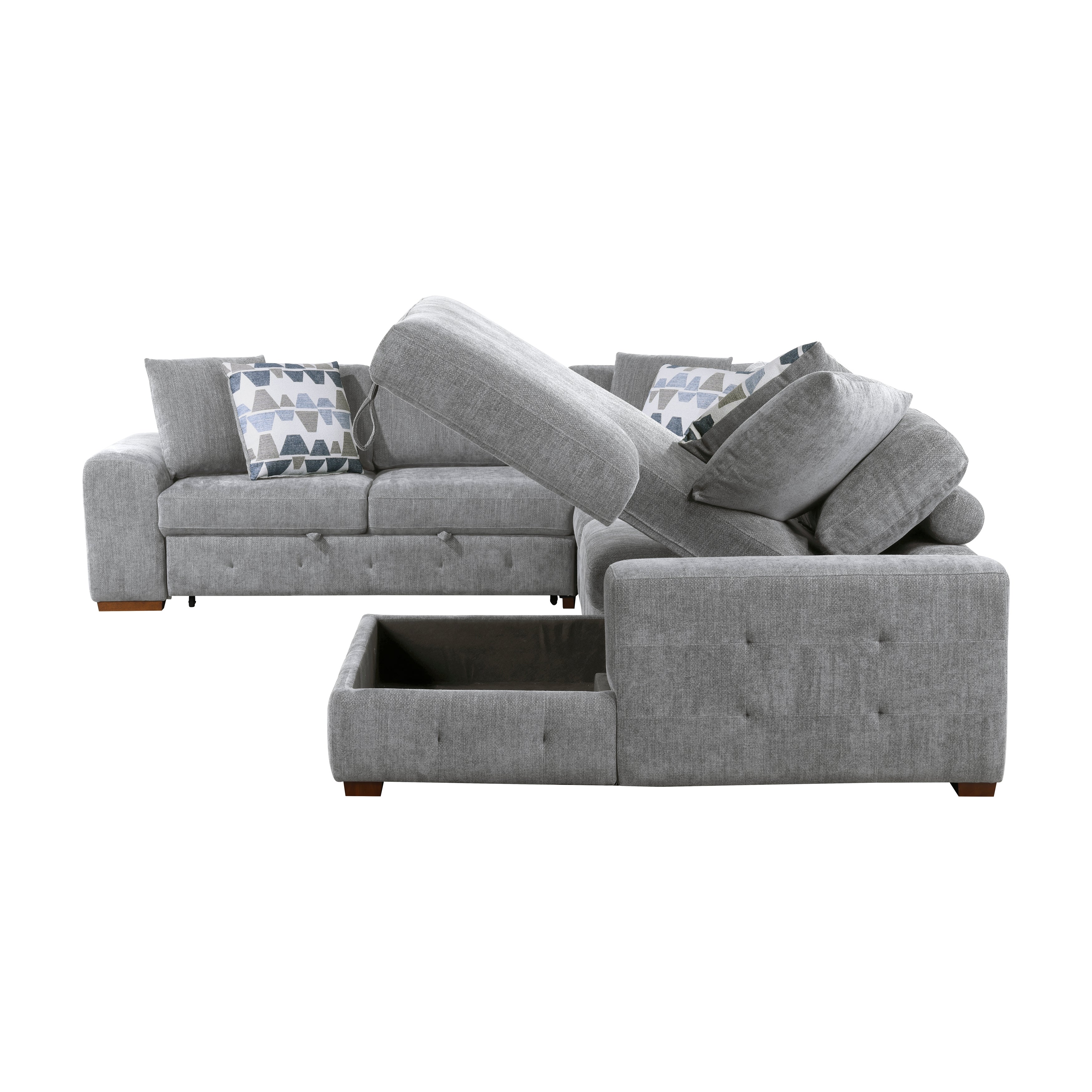9624GY*52LRC (5)5-Piece Sectional with Right Chaise and Storage Ottoman - 9624GY*52LRC