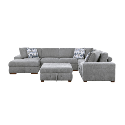 9624GY*5LC2R (5)5-Piece Sectional with Left Chaise and Storage Ottoman - 9624GY*5LC2R