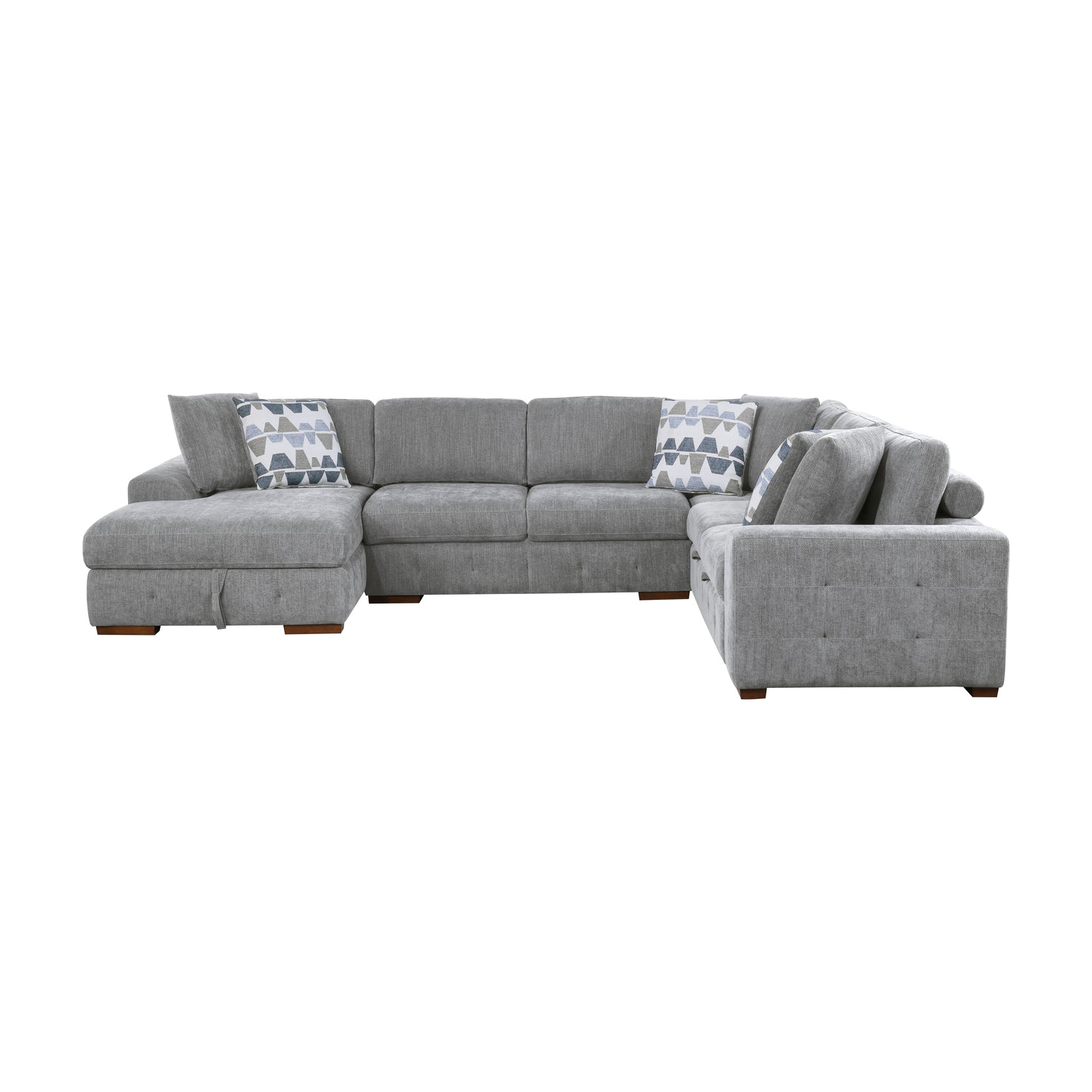 9624GY*5LC2R (5)5-Piece Sectional with Left Chaise and Storage Ottoman - 9624GY*5LC2R