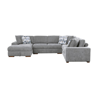 9624GY*5LC2R (5)5-Piece Sectional with Left Chaise and Storage Ottoman - 9624GY*5LC2R