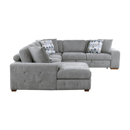 9624GY*5LC2R (5)5-Piece Sectional with Left Chaise and Storage Ottoman - 9624GY*5LC2R