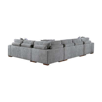 9624GY*5LC2R (5)5-Piece Sectional with Left Chaise and Storage Ottoman - 9624GY*5LC2R
