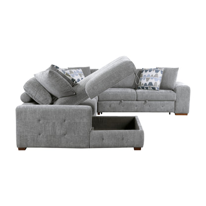 9624GY*5LC2R (5)5-Piece Sectional with Left Chaise and Storage Ottoman - 9624GY*5LC2R