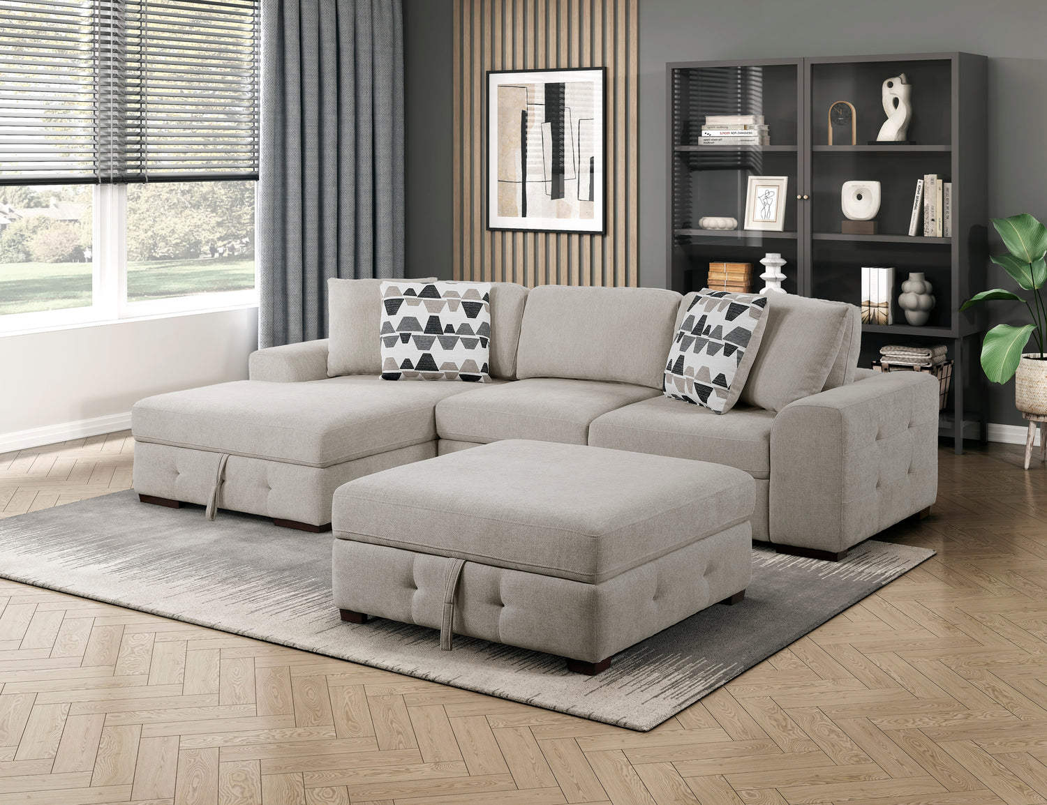 9624TP*3LC2R (3)3-Piece Sectional with Left Chaise and Ottoman - 9624TP*3LC2R