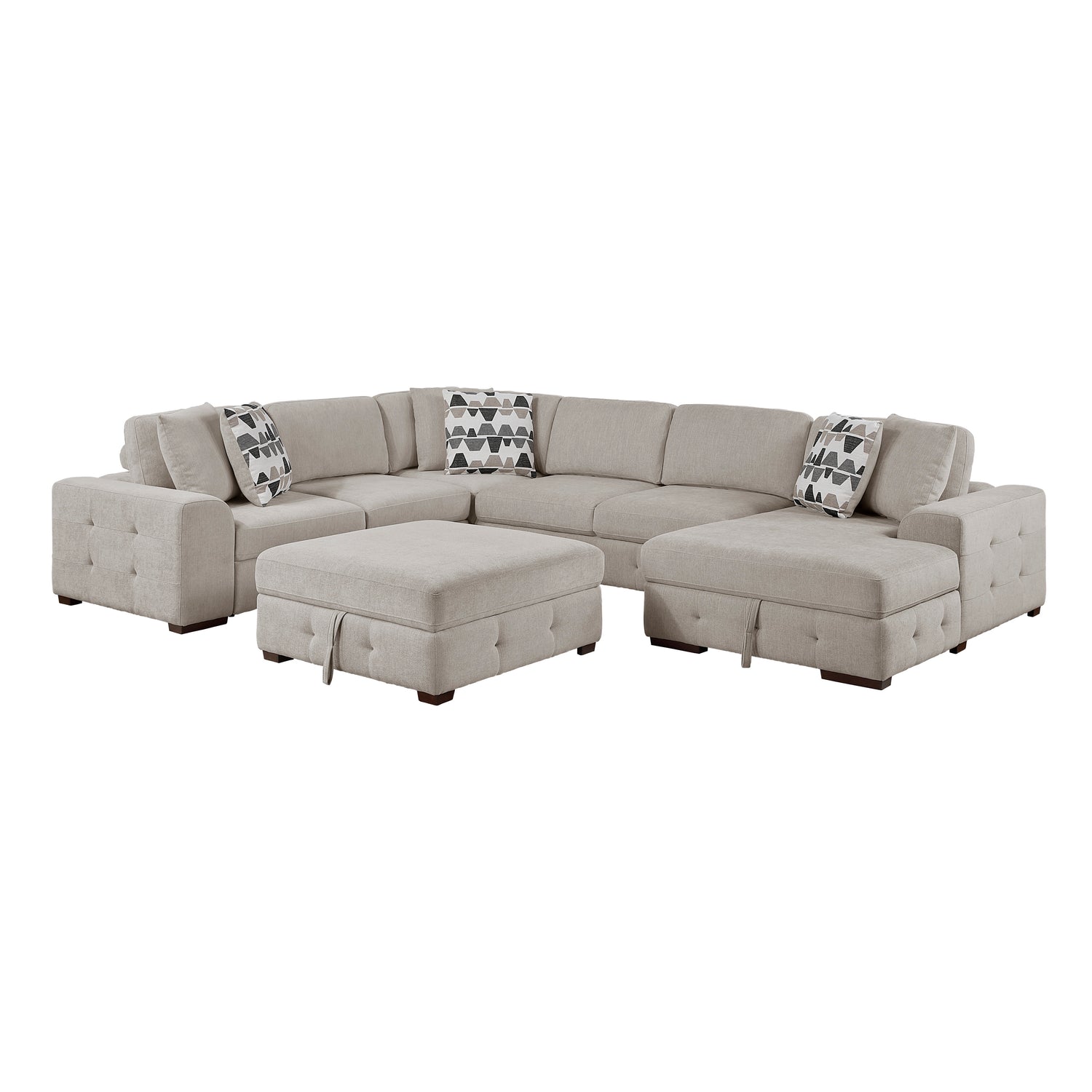 9624TP*52LRC (5)5-Piece Sectioanl with Right Chaise and Storage Ottoman - 9624TP*52LRC