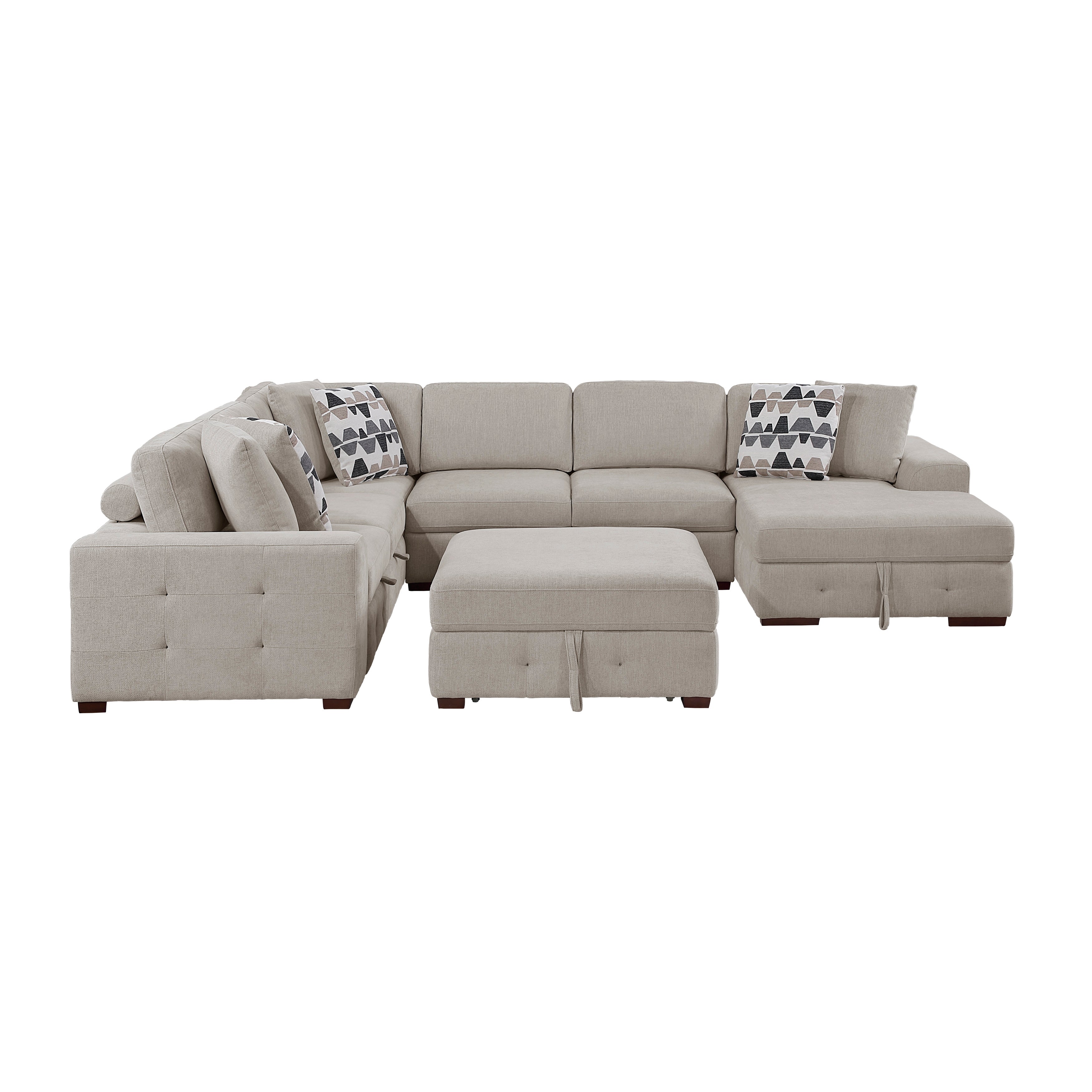 9624TP*52LRC (5)5-Piece Sectioanl with Right Chaise and Storage Ottoman - 9624TP*52LRC