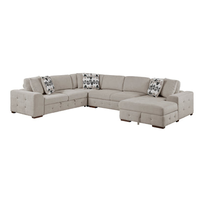 9624TP*52LRC (5)5-Piece Sectioanl with Right Chaise and Storage Ottoman - 9624TP*52LRC