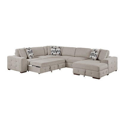 9624TP*52LRC (5)5-Piece Sectioanl with Right Chaise and Storage Ottoman - 9624TP*52LRC