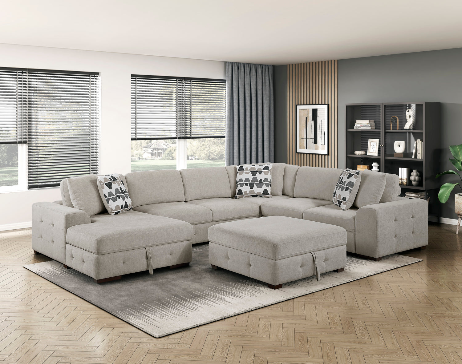 9624TP*5LC2R (5)5-Piece Sectioanl with Left Chaise and Storage Ottoman - 9624TP*5LC2R