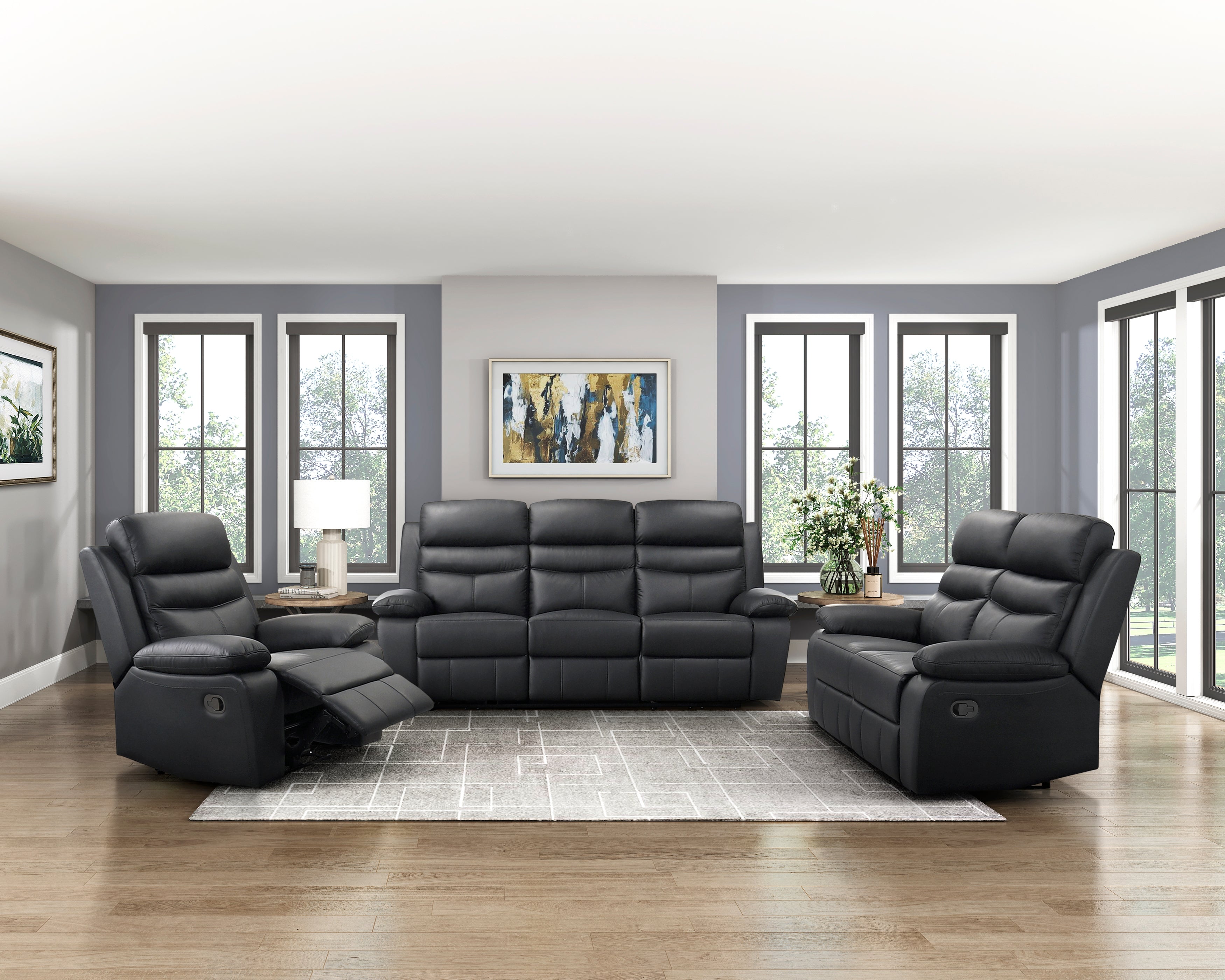 9628BLK-2 Double Reclining Love Seat - 9628BLK-2