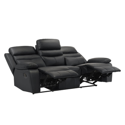 Hancock Black Leather Double Reclining Living Room Set from Homelegance - Luna Furniture