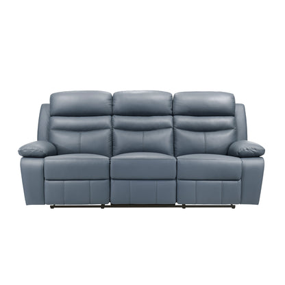 Hancock Blue Leather Double Reclining Living Room Set from Homelegance - Luna Furniture