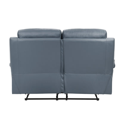 Hancock Blue Leather Double Reclining Living Room Set from Homelegance - Luna Furniture
