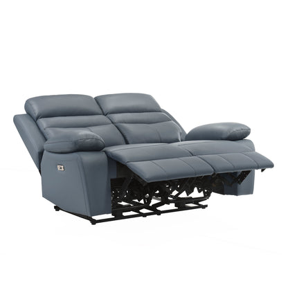 Hancock Blue Leather Power Double Reclining Living Room Set from Homelegance - Luna Furniture