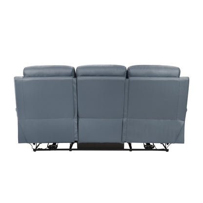 Hancock Blue Leather Power Double Reclining Living Room Set from Homelegance - Luna Furniture
