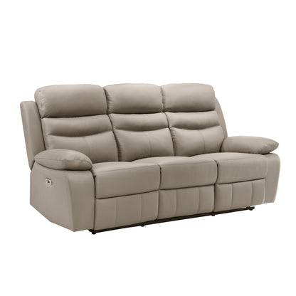 Hancock Latte Leather Power Double Reclining Sofa from Homelegance - Luna Furniture
