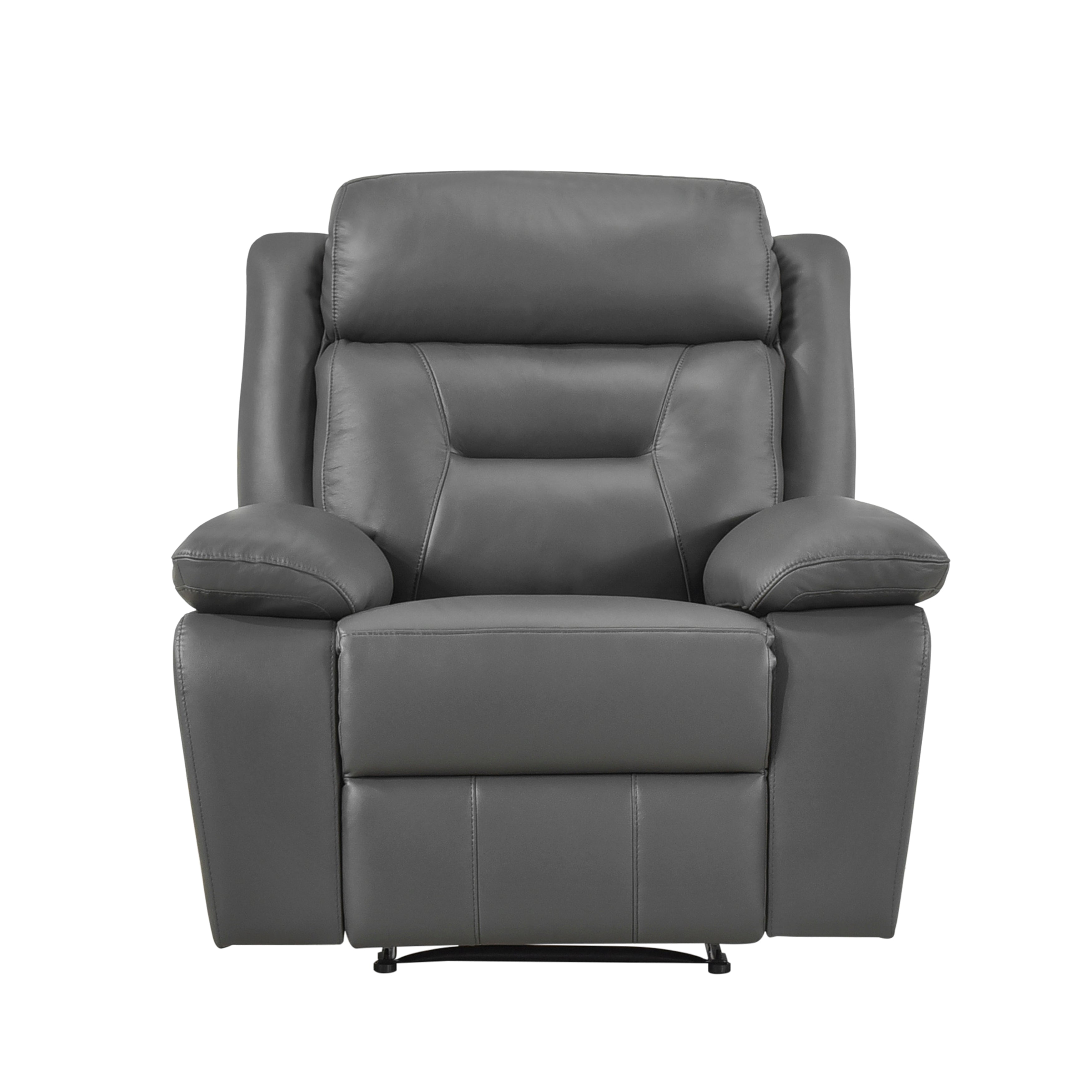 Laconia Dark Gray Leather Double Reclining Living Room Set from Homelegance - Luna Furniture