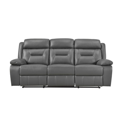 Laconia Dark Gray Leather Double Reclining Living Room Set from Homelegance - Luna Furniture