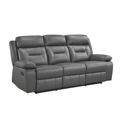 Laconia Dark Gray Leather Double Reclining Living Room Set from Homelegance - Luna Furniture