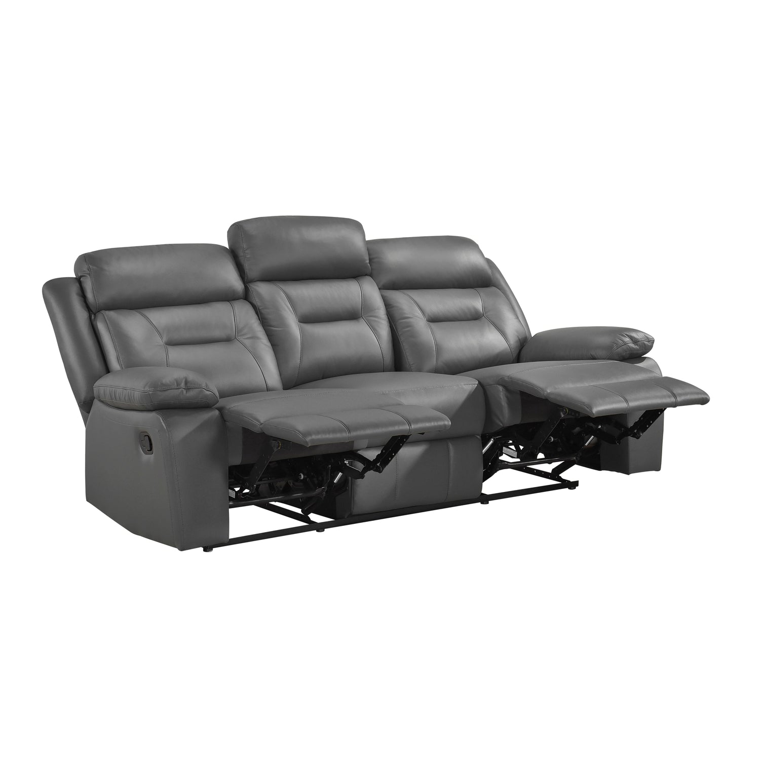 Laconia Dark Gray Leather Double Reclining Living Room Set from Homelegance - Luna Furniture