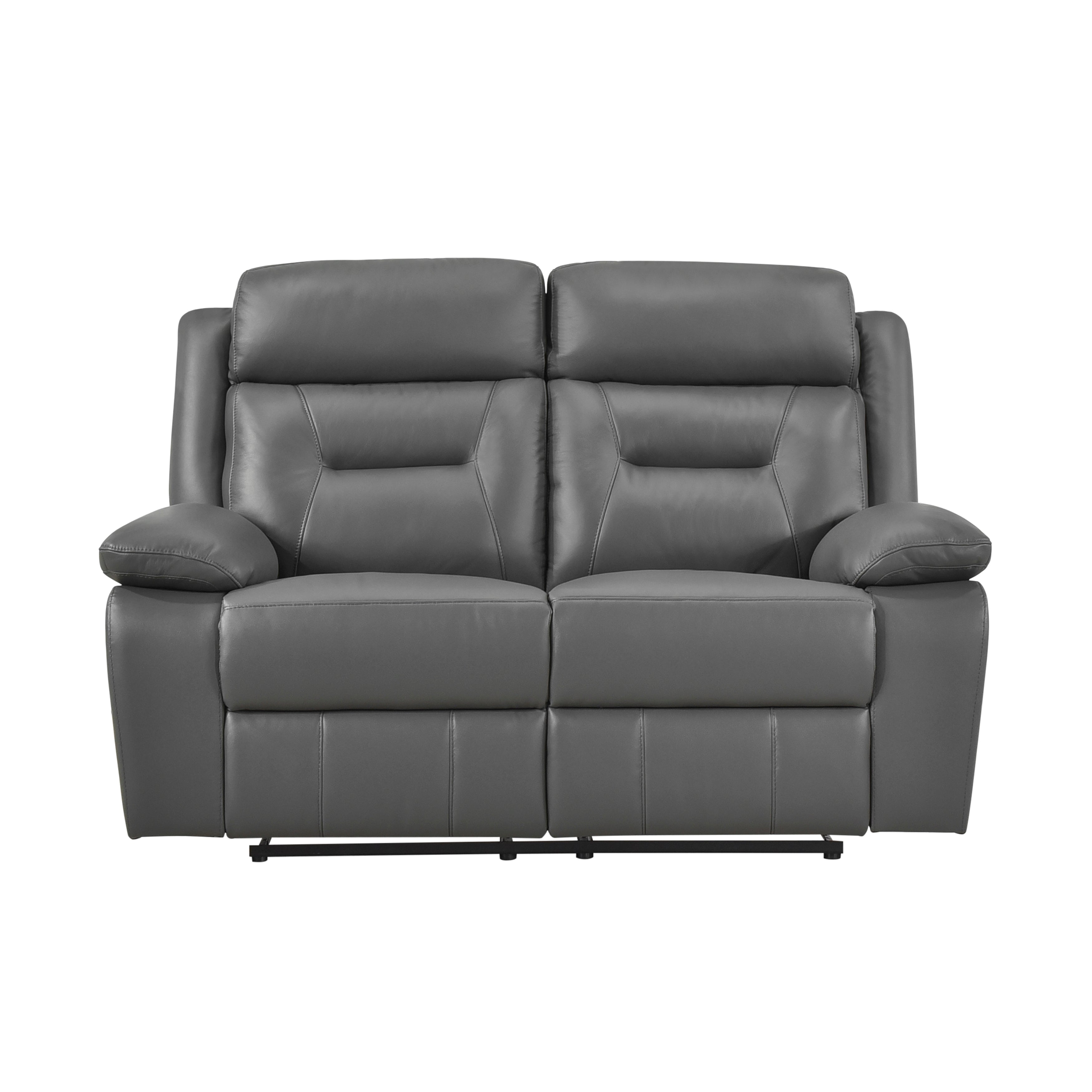 Laconia Dark Gray Leather Double Reclining Living Room Set from Homelegance - Luna Furniture