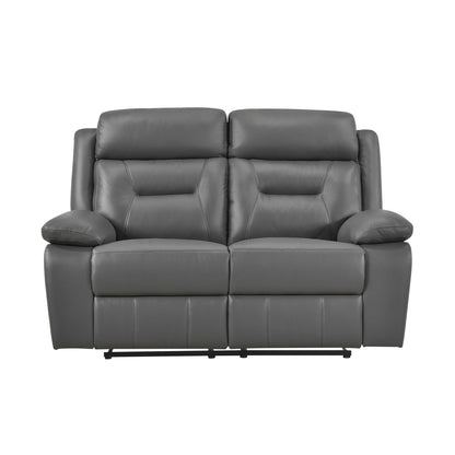 Laconia Dark Gray Leather Double Reclining Living Room Set from Homelegance - Luna Furniture