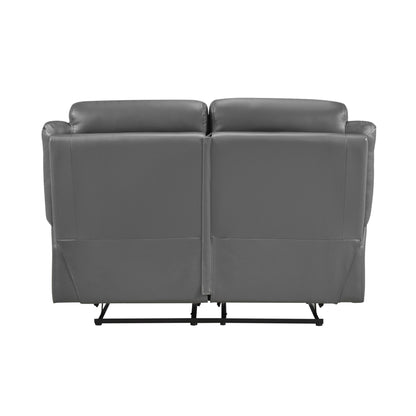 Laconia Dark Gray Leather Double Reclining Living Room Set from Homelegance - Luna Furniture