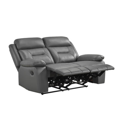Laconia Dark Gray Leather Double Reclining Living Room Set from Homelegance - Luna Furniture