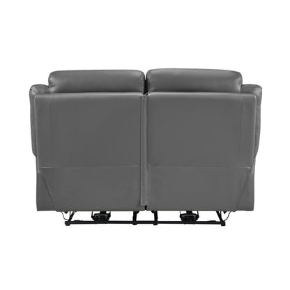 Laconia Dark Gray Leather Power Double Reclining Living Room Set from Homelegance - Luna Furniture