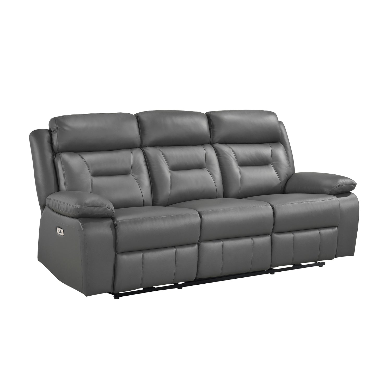 Laconia Dark Gray Leather Power Double Reclining Living Room Set from Homelegance - Luna Furniture