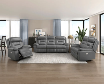 9629DGY-3PW Power Double Reclining Sofa - 9629DGY-3PW