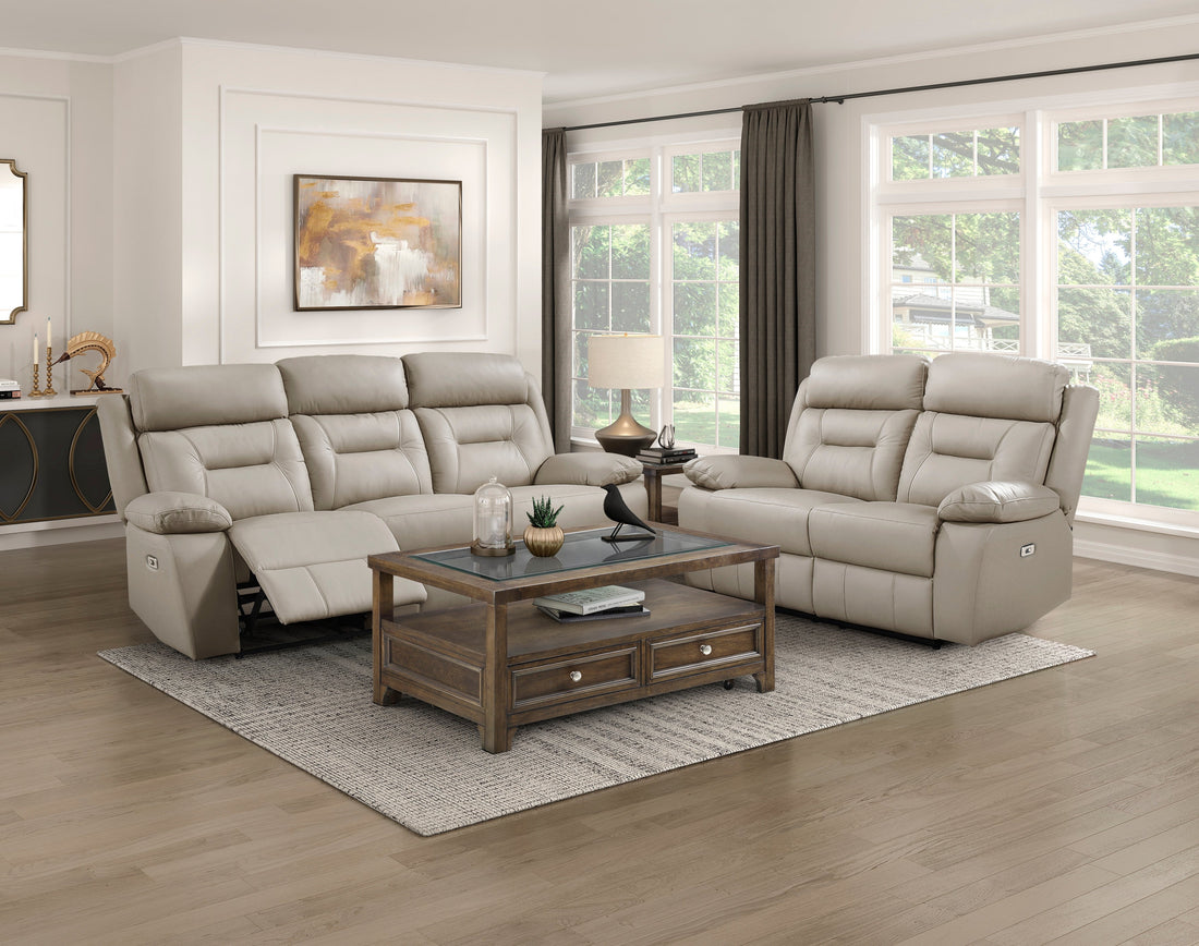 Laconia Latte Leather Power Double Reclining Living Room Set from Homelegance - Luna Furniture