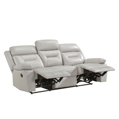Laconia Silver Leather Double Reclining Living Room Set from Homelegance - Luna Furniture