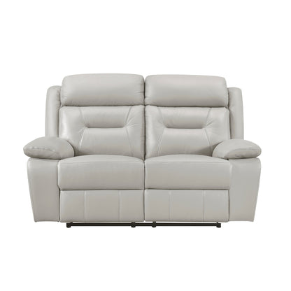Laconia Silver Leather Double Reclining Living Room Set from Homelegance - Luna Furniture