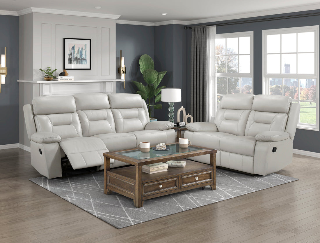 Laconia Silver Leather Double Reclining Living Room Set from Homelegance - Luna Furniture