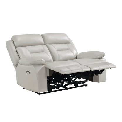 Laconia Silver Leather Power Double Reclining Living Room Set from Homelegance - Luna Furniture