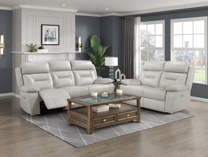 Laconia Silver Leather Power Double Reclining Living Room Set from Homelegance - Luna Furniture