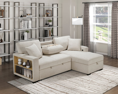 9630BE*22LRC (2)Sectional with Right Chaise, Pull-out Bed and Hidden Storage, Charging Ports - 9630BE*22LRC