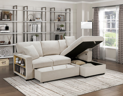 9630BE*22LRC (2)Sectional with Right Chaise, Pull-out Bed and Hidden Storage, Charging Ports - 9630BE*22LRC