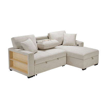 9630BE*22LRC (2)Sectional with Right Chaise, Pull-out Bed and Hidden Storage, Charging Ports - 9630BE*22LRC