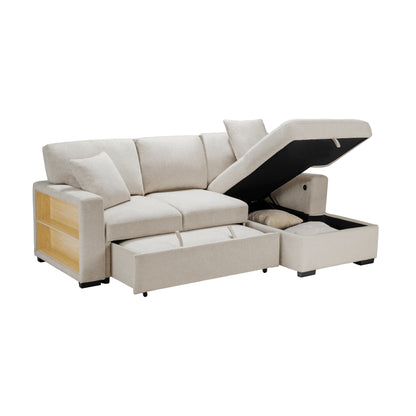 9630BE*22LRC (2)Sectional with Right Chaise, Pull-out Bed and Hidden Storage, Charging Ports - 9630BE*22LRC