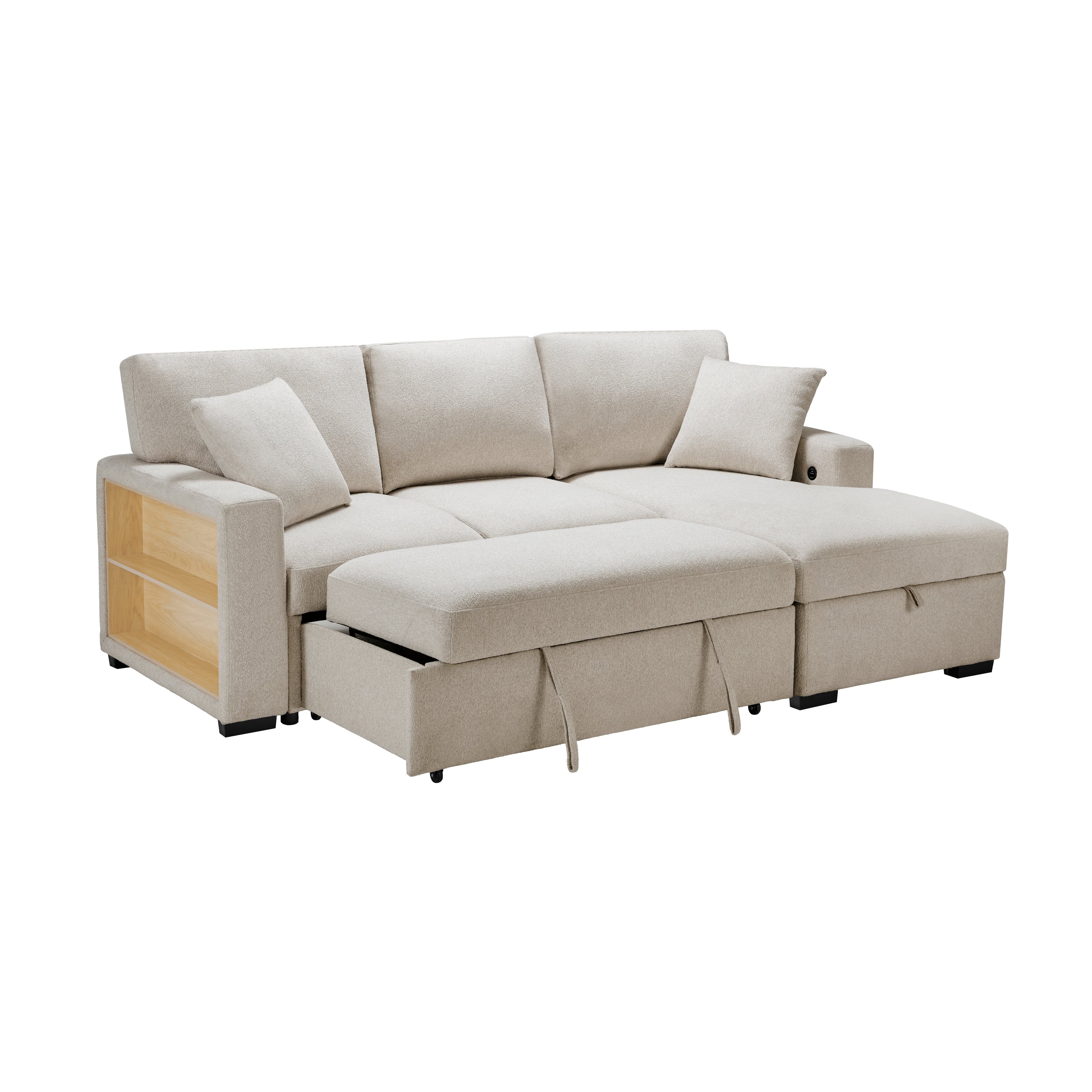 9630BE*22LRC (2)Sectional with Right Chaise, Pull-out Bed and Hidden Storage, Charging Ports - 9630BE*22LRC