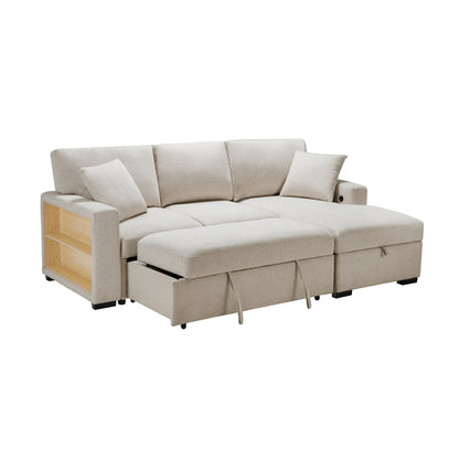 9630BE*22LRC (2)Sectional with Right Chaise, Pull-out Bed and Hidden Storage, Charging Ports - 9630BE*22LRC