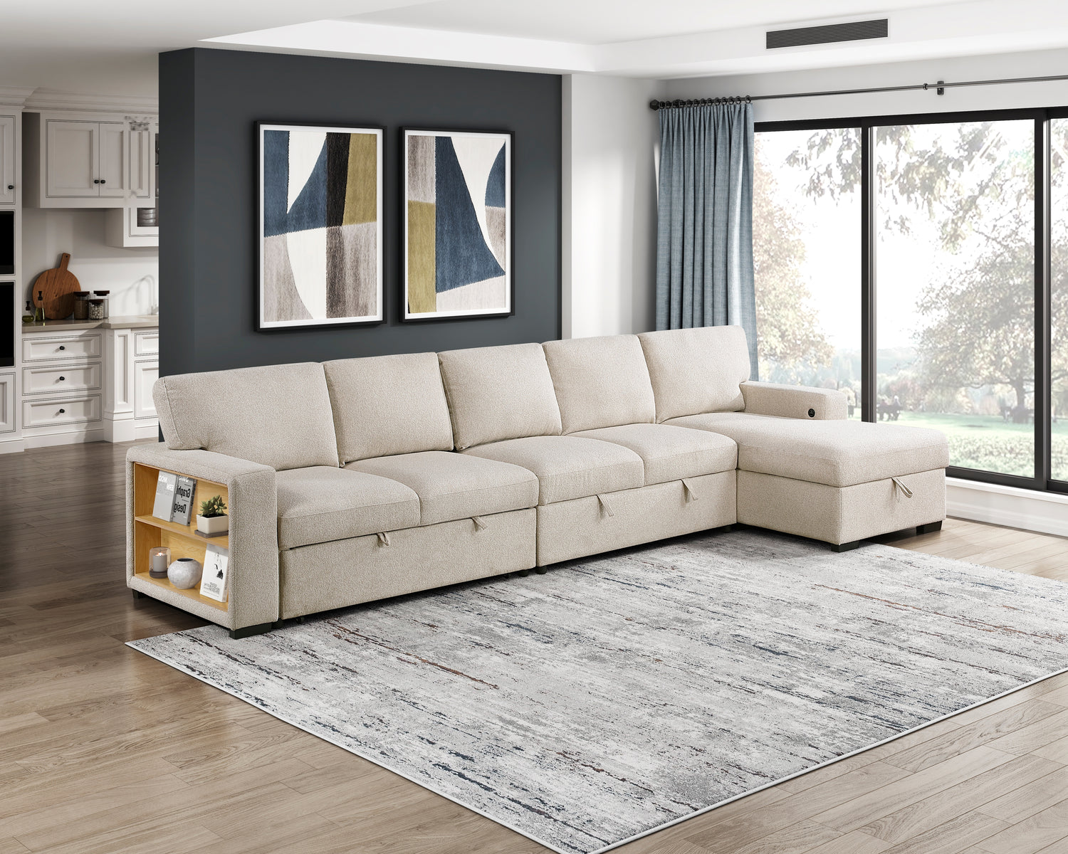 9630BE-2A Armless 2-seater with Hidden Storage - 9630BE-2A