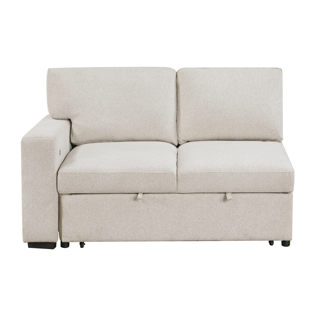 9630BE-2L Left Side 2-Seater with Pull-out Bed and Charging Ports, 2 Arms with Shelves - 9630BE-2L