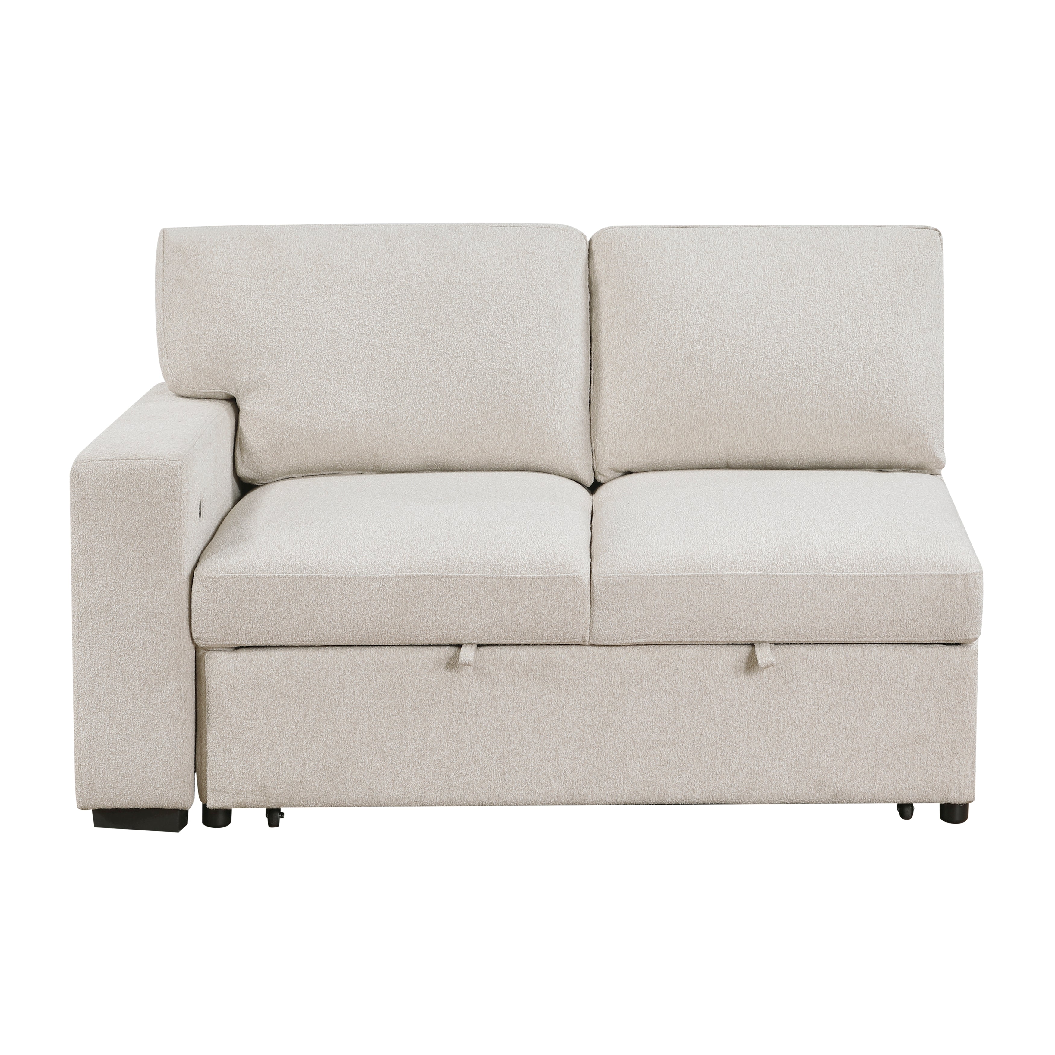 9630BE-2L Left Side 2-Seater with Pull-out Bed and Charging Ports, 2 Arms with Shelves - 9630BE-2L